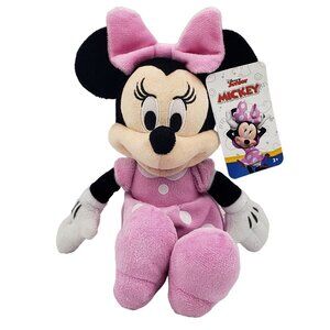 Minnie Mouse Disney Junior Plush Beanbag Doll Pink 11" Stuffed Toy Authentic NEW